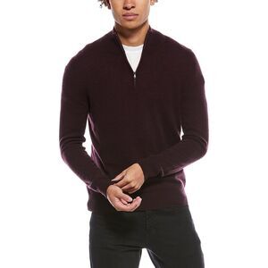 Phenix Mens  Cashmere 1/4-Zip Mock Sweater, Purple